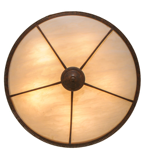 Meyda Lighting Ironwood 30" 5-Light Rusty Nail Pendant Light With Fleshtone Idalight Shade Glass