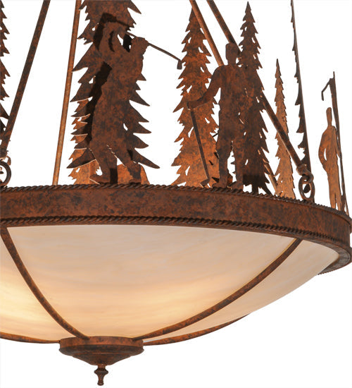 Meyda Lighting Ironwood 30" 5-Light Rusty Nail Pendant Light With Fleshtone Idalight Shade Glass