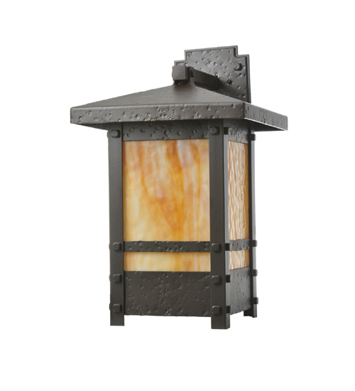 Meyda Lighting Irwindale 12" Oil Rubbed Bronze Wall Sconce With Beige Shade Glass