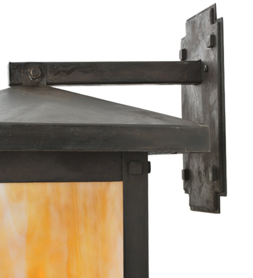 Meyda Lighting Irwindale 12" Oil Rubbed Bronze Wall Sconce With Beige Shade Glass