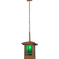 Meyda Lighting Irwindale 17" Copper Metallic Lantern Pendant Light With Green Opal Shade Glass