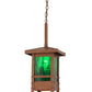 Meyda Lighting Irwindale 17" Copper Metallic Lantern Pendant Light With Green Opal Shade Glass