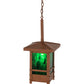 Meyda Lighting Irwindale 17" Copper Metallic Lantern Pendant Light With Green Opal Shade Glass