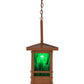 Meyda Lighting Irwindale 17" Copper Metallic Lantern Pendant Light With Green Opal Shade Glass