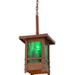 Meyda Lighting Irwindale 17" Copper Metallic Lantern Pendant Light With Green Opal Shade Glass