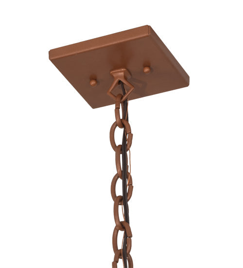 Meyda Lighting Irwindale 17" Copper Metallic Lantern Pendant Light With Green Opal Shade Glass