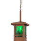 Meyda Lighting Irwindale 17" Copper Metallic Lantern Pendant Light With Green Opal Shade Glass