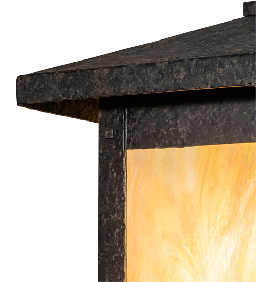 Meyda Lighting Irwindale 23" Coffee Bean Outdoor Post Mount Light With Beige Iridescent Shade Glass