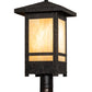 Meyda Lighting Irwindale 23" Coffee Bean Outdoor Post Mount Light With Beige Iridescent Shade Glass