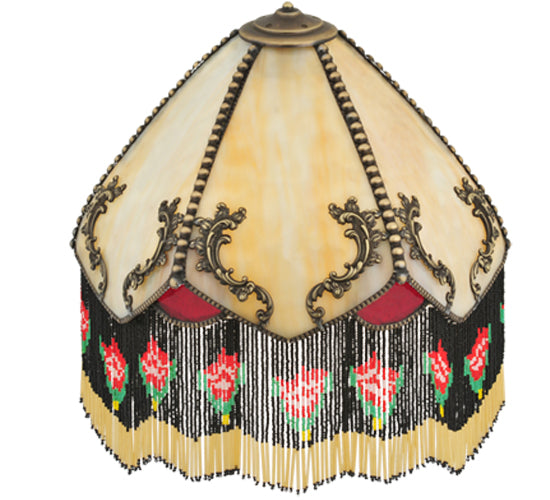 Meyda Lighting Isabella 15" Antique Brass Wall Sconce With Beige & Red Art Shade Glass