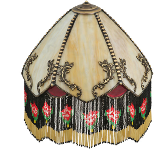 Meyda Lighting Isabella 15" Antique Brass Wall Sconce With Beige & Red Art Shade Glass