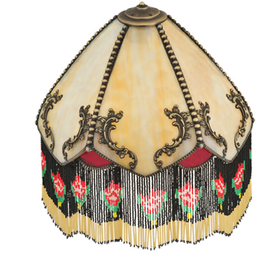 Meyda Lighting Isabella 15" Antique Brass Wall Sconce With Beige & Red Art Shade Glass
