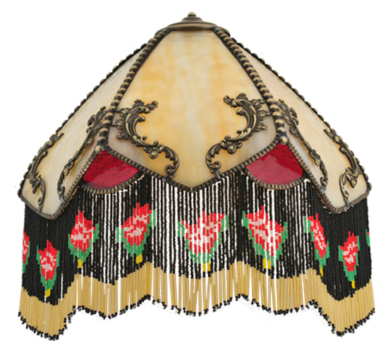Meyda Lighting Isabella 15" Antique Brass Wall Sconce With Beige & Red Art Shade Glass