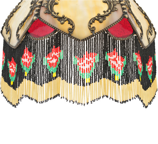 Meyda Lighting Isabella 15" Antique Brass Wall Sconce With Beige & Red Art Shade Glass