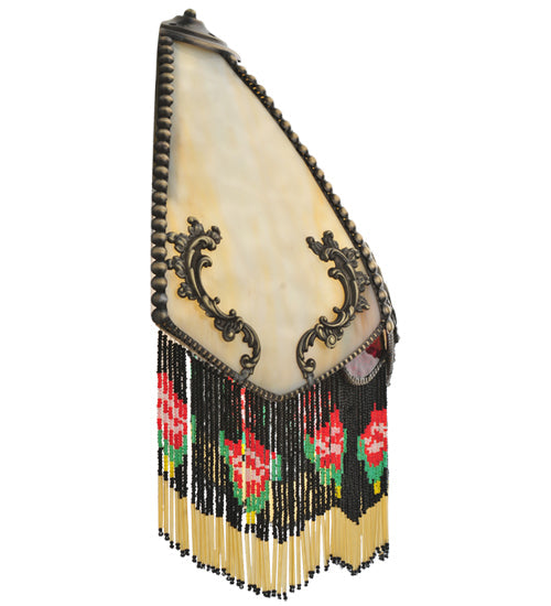 Meyda Lighting Isabella 15" Antique Brass Wall Sconce With Beige & Red Art Shade Glass