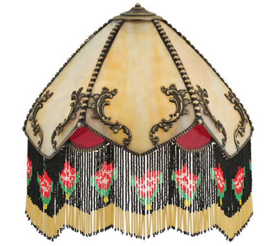 Meyda Lighting Isabella 15" Antique Brass Wall Sconce With Beige & Red Art Shade Glass