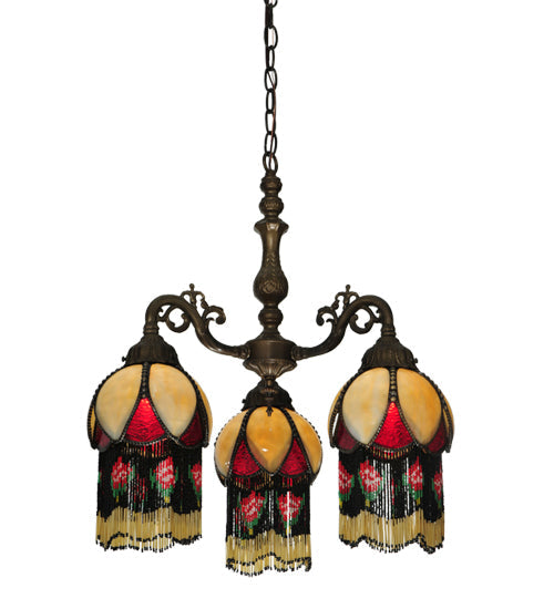 Meyda Lighting Isabella 20" 3-Light 3-Arm Chandelier With Multi-Colored Shade