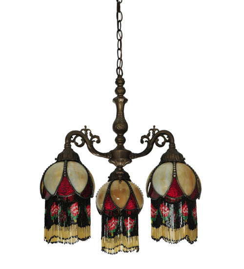 Meyda Lighting Isabella 20" 3-Light 3-Arm Chandelier With Multi-Colored Shade