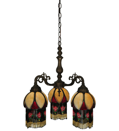 Meyda Lighting Isabella 20" 3-Light 3-Arm Chandelier With Multi-Colored Shade