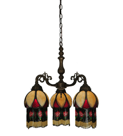 Meyda Lighting Isabella 20" 3-Light 3-Arm Chandelier With Multi-Colored Shade