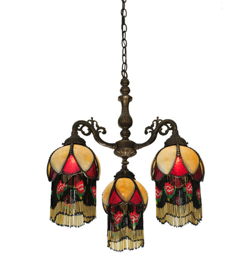 Meyda Lighting Isabella 20" 3-Light 3-Arm Chandelier With Multi-Colored Shade