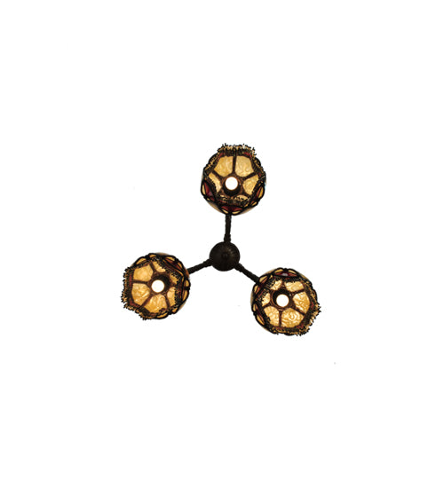 Meyda Lighting Isabella 20" 3-Light 3-Arm Chandelier With Multi-Colored Shade