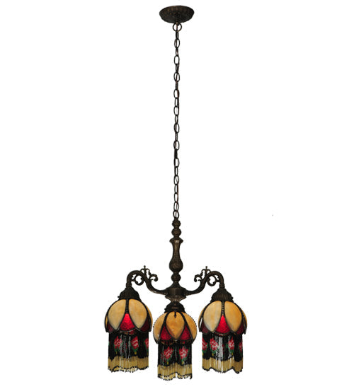 Meyda Lighting Isabella 20" 3-Light 3-Arm Chandelier With Multi-Colored Shade