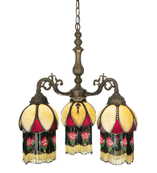 Meyda Lighting Isabella 20" 3-Light 3-Arm Chandelier With Multi-Colored Shade