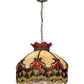 Meyda Lighting Isabella 20" 3-Light Antique Brass Pendant Light With Multi-Colored Shade Glass