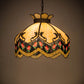 Meyda Lighting Isabella 21" 3-Light Craftsman Brown Pendant Light With Beige Art Glass & Fringe Shade