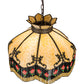 Meyda Lighting Isabella 21" 3-Light Craftsman Brown Pendant Light With Beige Art Glass & Fringe Shade