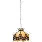 Meyda Lighting Isabella 21" 3-Light Craftsman Brown Pendant Light With Beige Art Glass & Fringe Shade