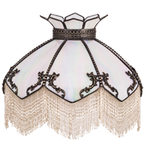 Meyda Lighting Isabella 21" Craftsman Brown Highlighted & White Iridescent Shade Glass