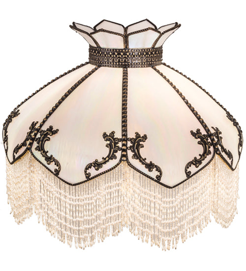Meyda Lighting Isabella 21" Craftsman Brown Highlighted & White Iridescent Shade Glass