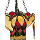 Meyda Lighting Isabella 29" 8-Light 4-Arm Craftsman Brown Chandelier With Beige Art and Red Accents Shade Glass