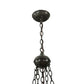 Meyda Lighting Isabella 29" 8-Light 4-Arm Craftsman Brown Chandelier With Beige Art and Red Accents Shade Glass