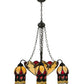 Meyda Lighting Isabella 29" 8-Light 4-Arm Craftsman Brown Chandelier With Beige Art and Red Accents Shade Glass