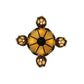 Meyda Lighting Isabella 29" 8-Light 4-Arm Craftsman Brown Chandelier With Beige Art and Red Accents Shade Glass