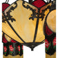 Meyda Lighting Isabella 29" 8-Light 4-Arm Craftsman Brown Chandelier With Beige Art and Red Accents Shade Glass