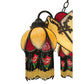 Meyda Lighting Isabella 29" 8-Light 4-Arm Craftsman Brown Chandelier With Beige Art and Red Accents Shade Glass