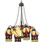 Meyda Lighting Isabella 29" 8-Light 4-Arm Craftsman Brown Chandelier With Beige Art and Red Accents Shade Glass
