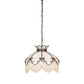 Meyda Lighting Isabella 31315 21" 3-Light Craftsman Brown Pendant Light With White Iridescent Art Glass & Whit Pearl Fringe Shade