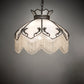 Meyda Lighting Isabella 31315 21" 3-Light Craftsman Brown Pendant Light With White Iridescent Art Glass & Whit Pearl Fringe Shade