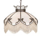Meyda Lighting Isabella 31315 21" 3-Light Craftsman Brown Pendant Light With White Iridescent Art Glass & Whit Pearl Fringe Shade