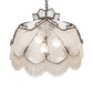 Meyda Lighting Isabella 31315 21" 3-Light Craftsman Brown Pendant Light With White Iridescent Art Glass & Whit Pearl Fringe Shade
