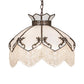 Meyda Lighting Isabella 31315 21" 3-Light Craftsman Brown Pendant Light With White Iridescent Art Glass & Whit Pearl Fringe Shade