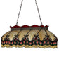 Meyda Lighting Isabella 44" 6-Light Craftsman Brown Highlighted Island Pendant Light With Beige & Red Art Shade Glass