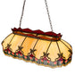 Meyda Lighting Isabella 44" 6-Light Craftsman Brown Highlighted Island Pendant Light With Beige & Red Art Shade Glass