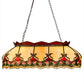 Meyda Lighting Isabella 44" 6-Light Craftsman Brown Highlighted Island Pendant Light With Beige & Red Art Shade Glass