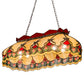 Meyda Lighting Isabella 44" 6-Light Craftsman Brown Highlighted Island Pendant Light With Beige & Red Art Shade Glass